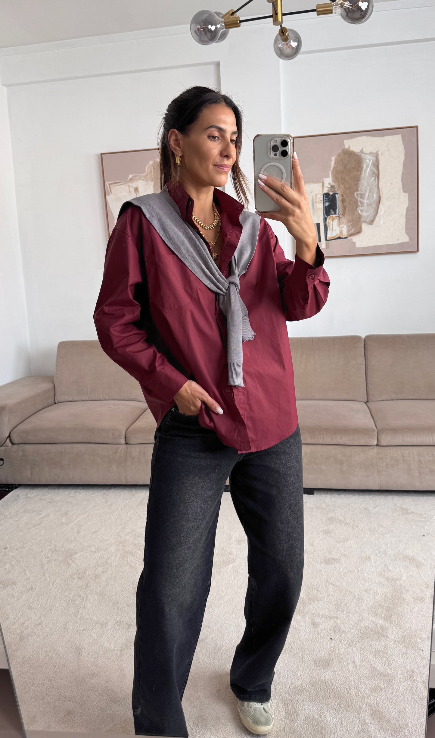 Chemise pull bordeaux