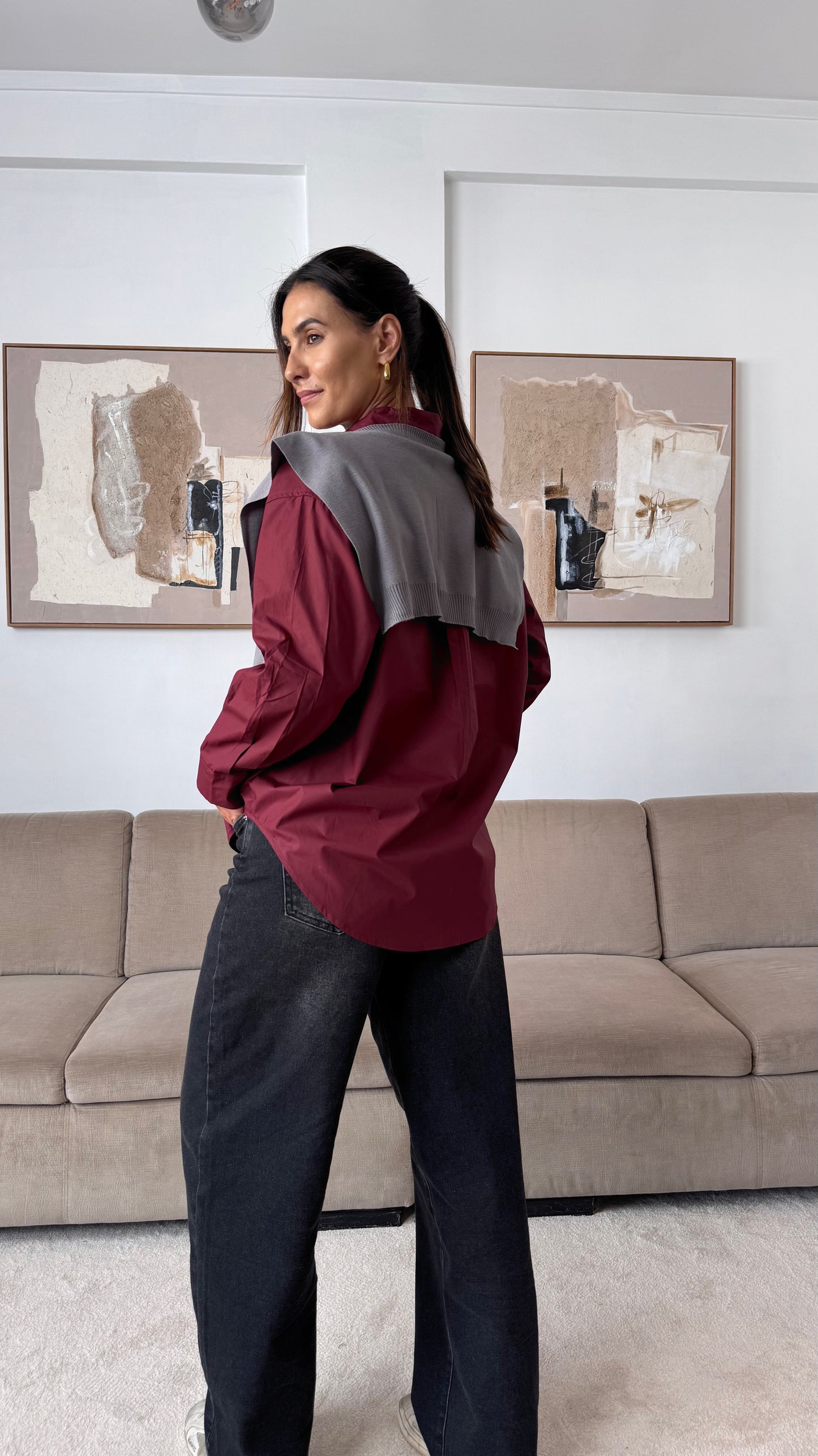 Chemise pull bordeaux
