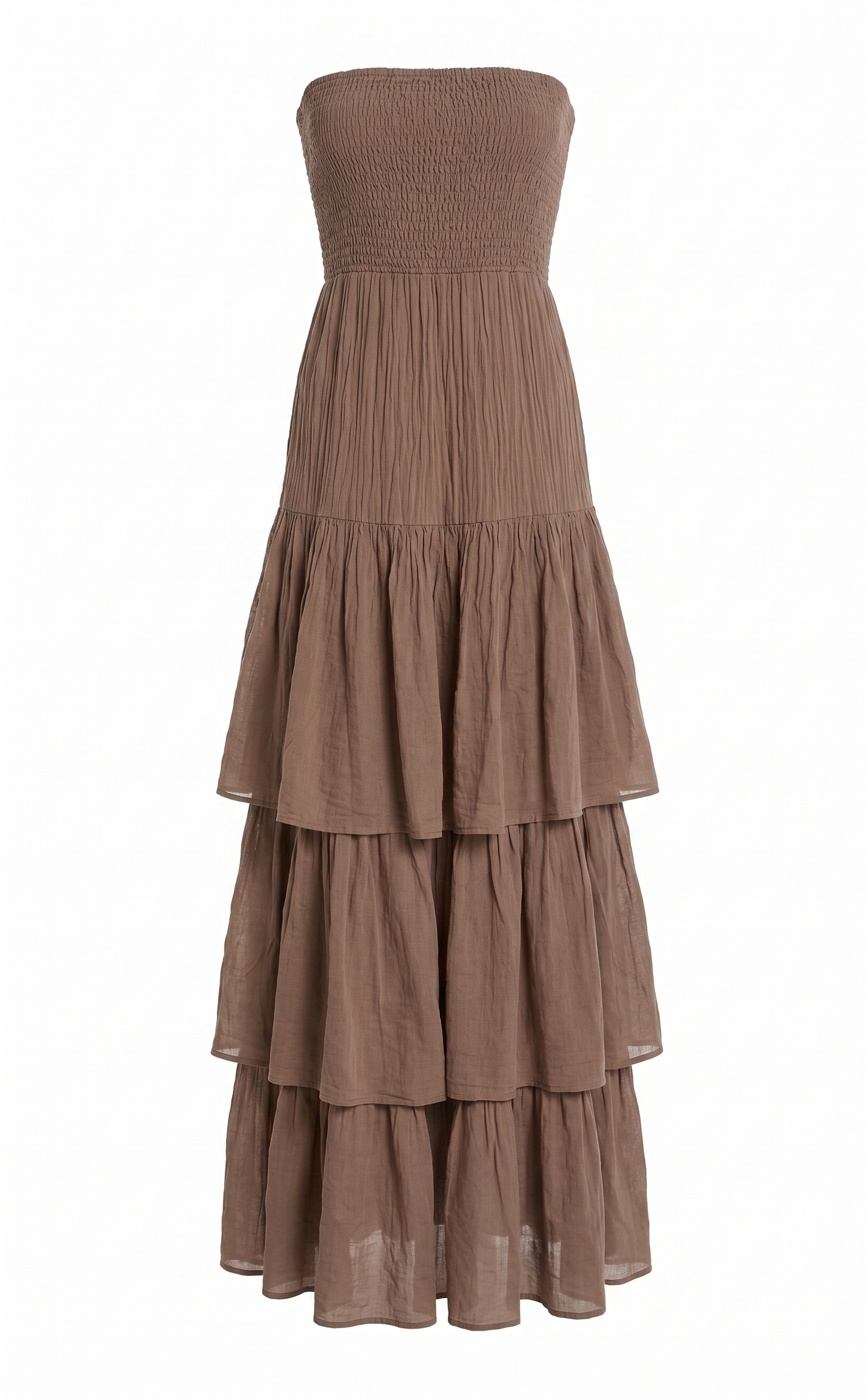 Vestido Folhos Castanho