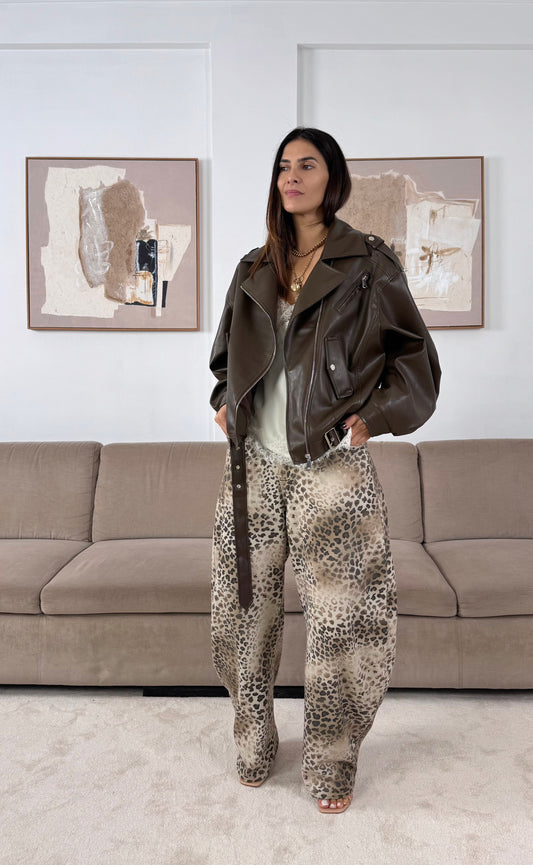 Pantalones globo con estampado animal