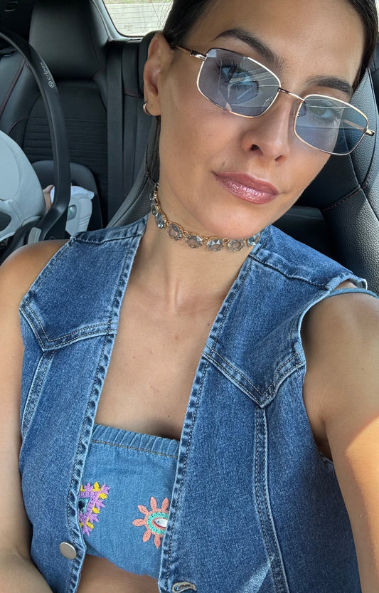 Saffier choker ketting