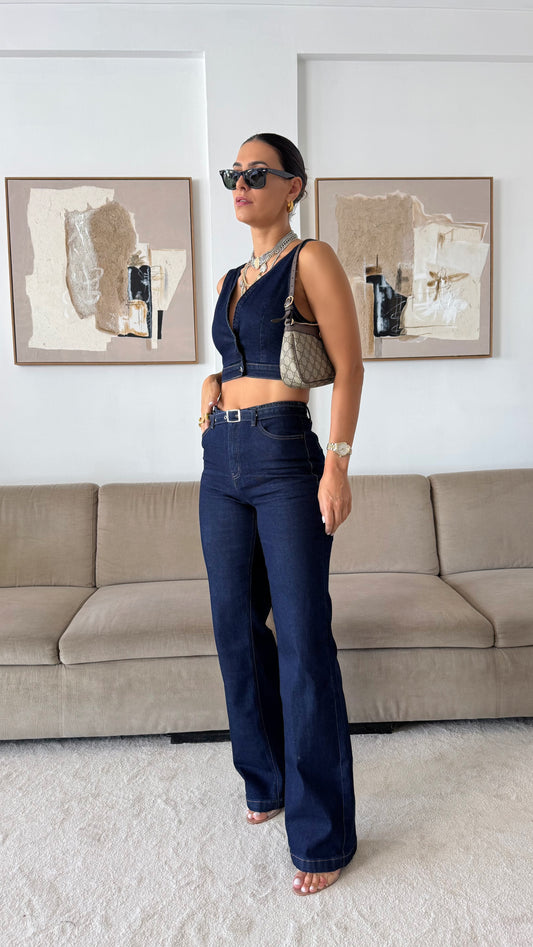 Zestaw kamizelka dżinsowa push-up