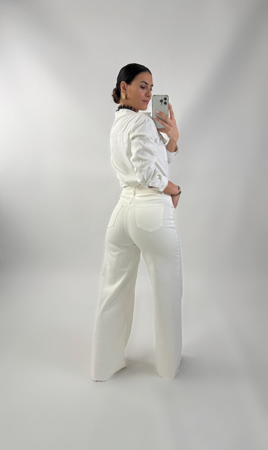Pantalones vaqueros de mezclilla blancos