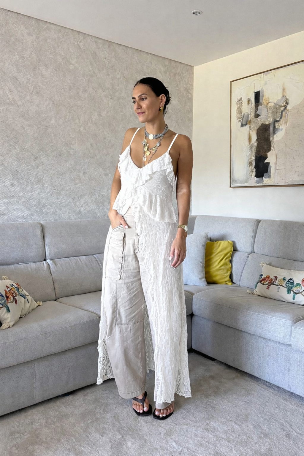 Bata Boho Chic Renda Branco