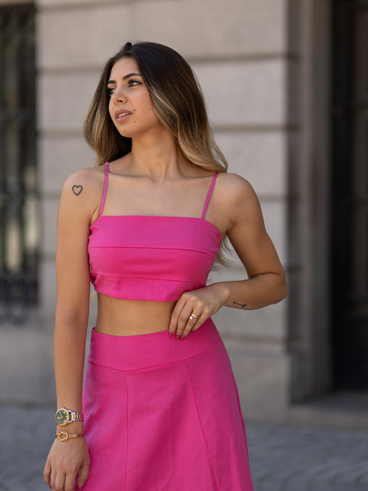 طقم تنورة من الكتان