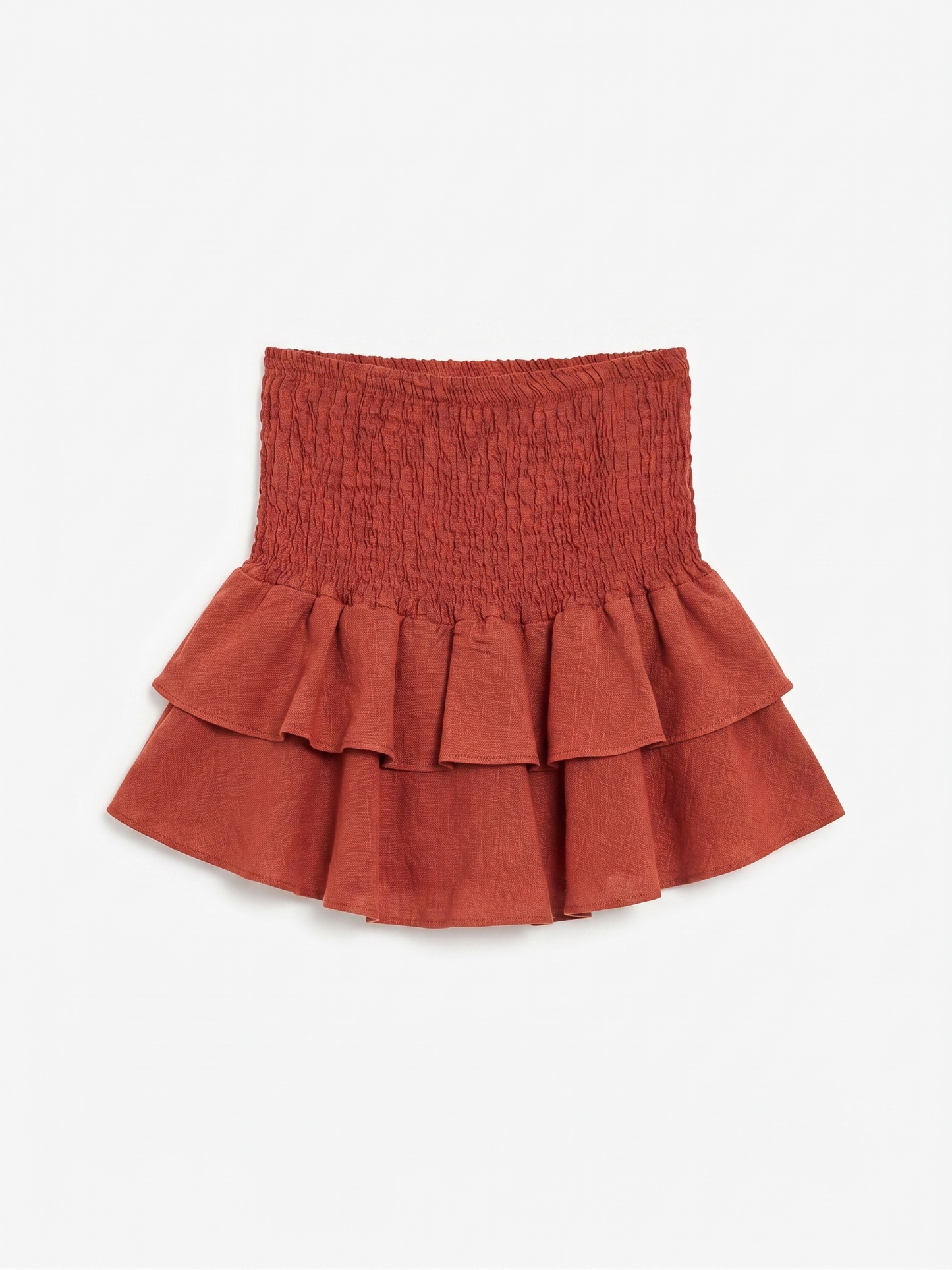 Rock/Shorts aus terrakottafarbenem Leinen