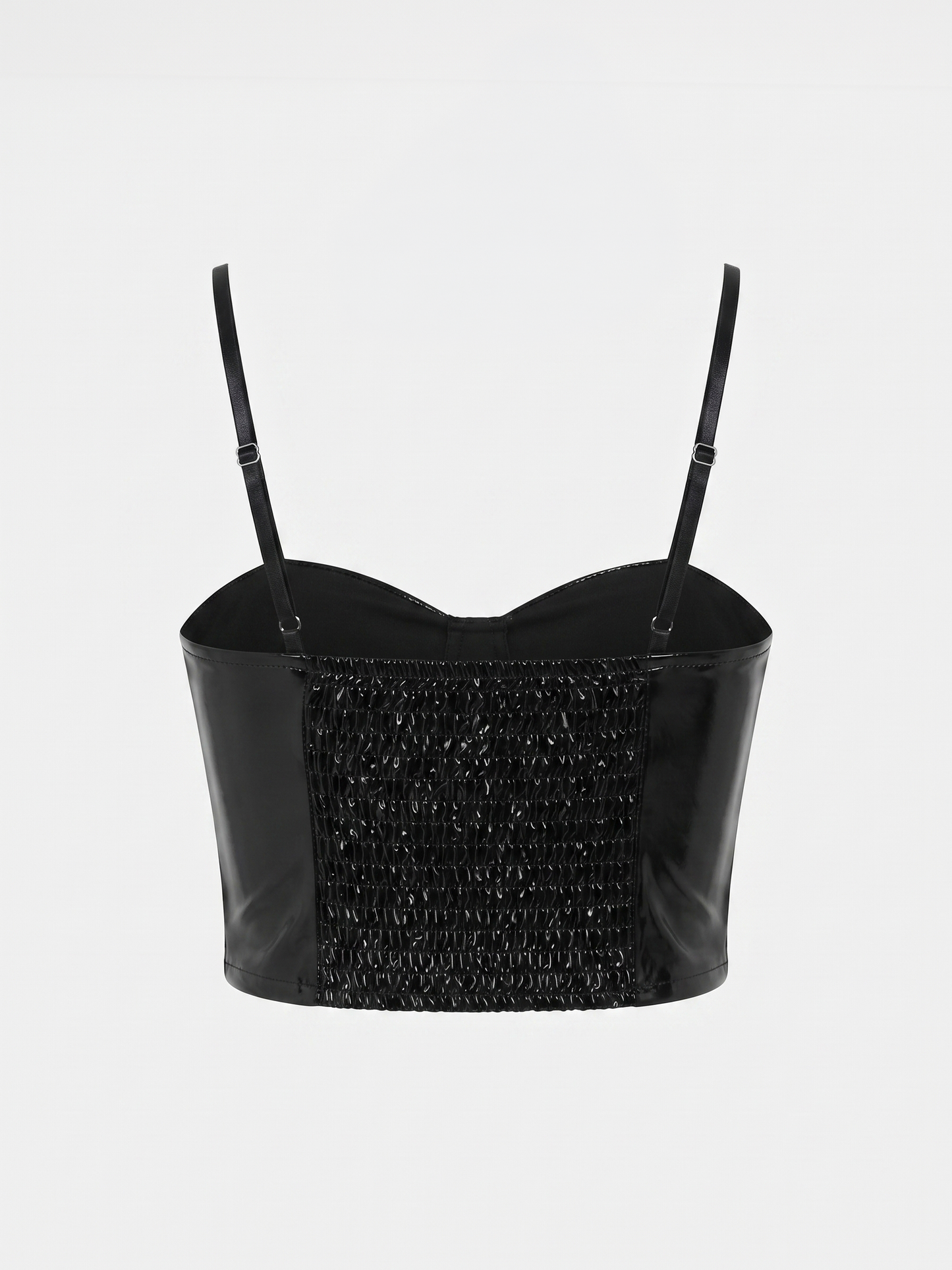 Top corsé de cuero negro