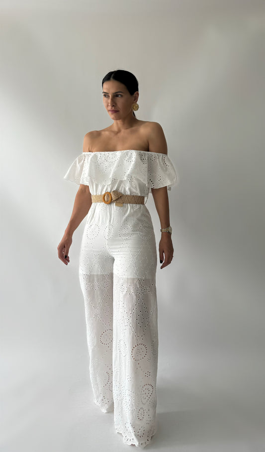 Kombinezon z haftem angielskim (pasek w zestawie)