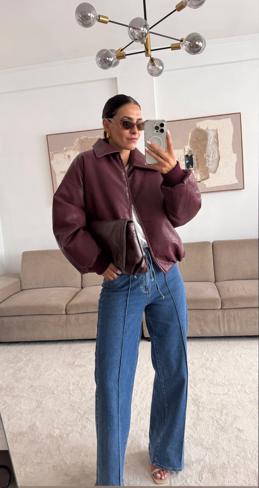 Bomber Vinil Bordeaux