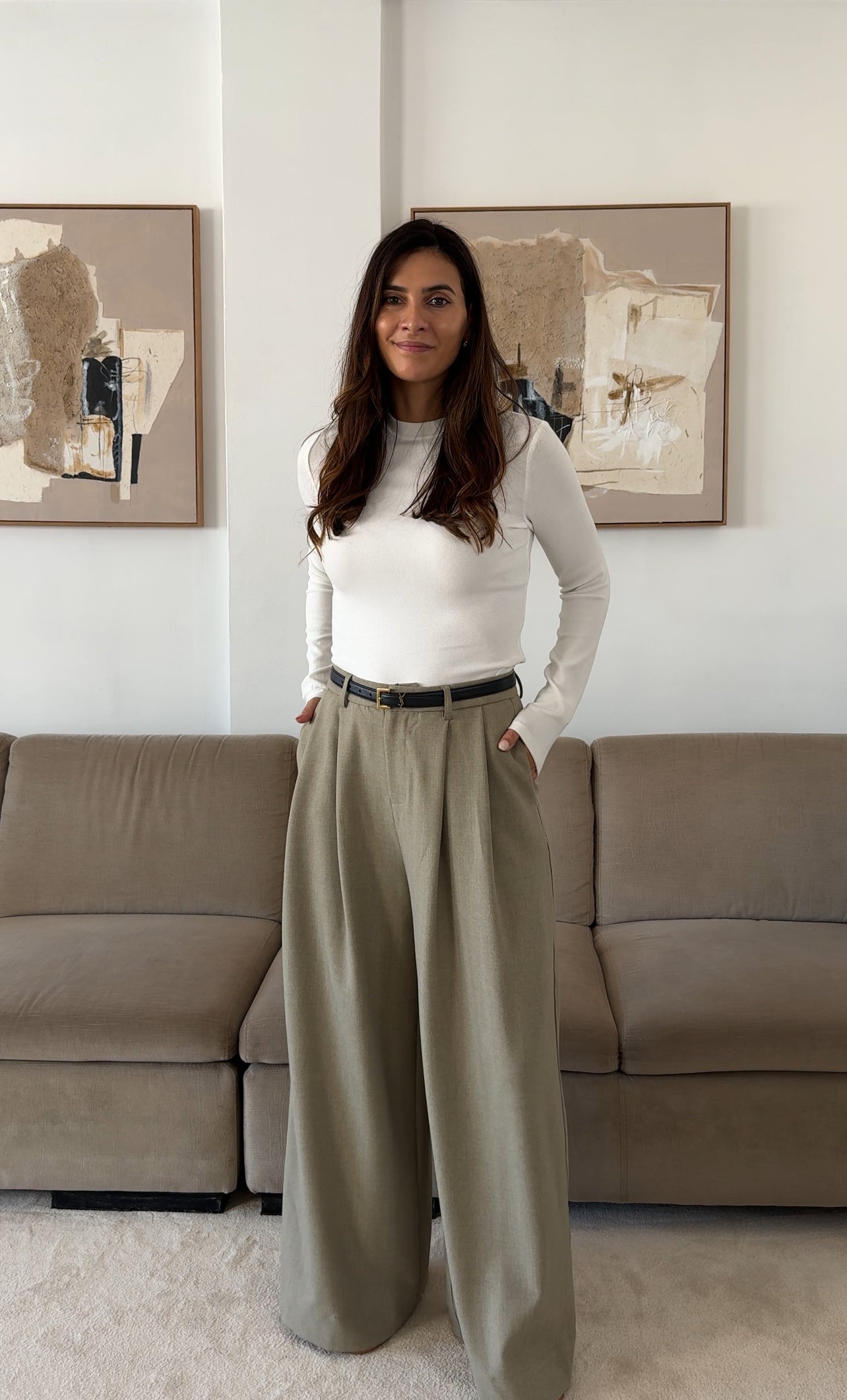 Taupe Pantaloon Style Trousers
