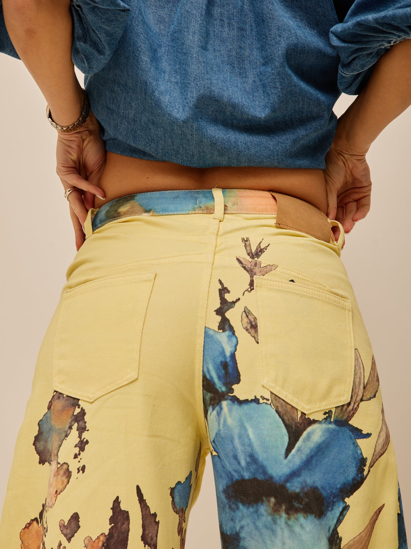 Yellow Balloon Pants with Flowers