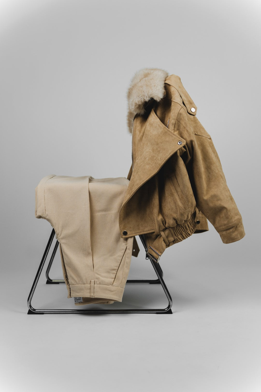 Beige Jacket with Removable Fur