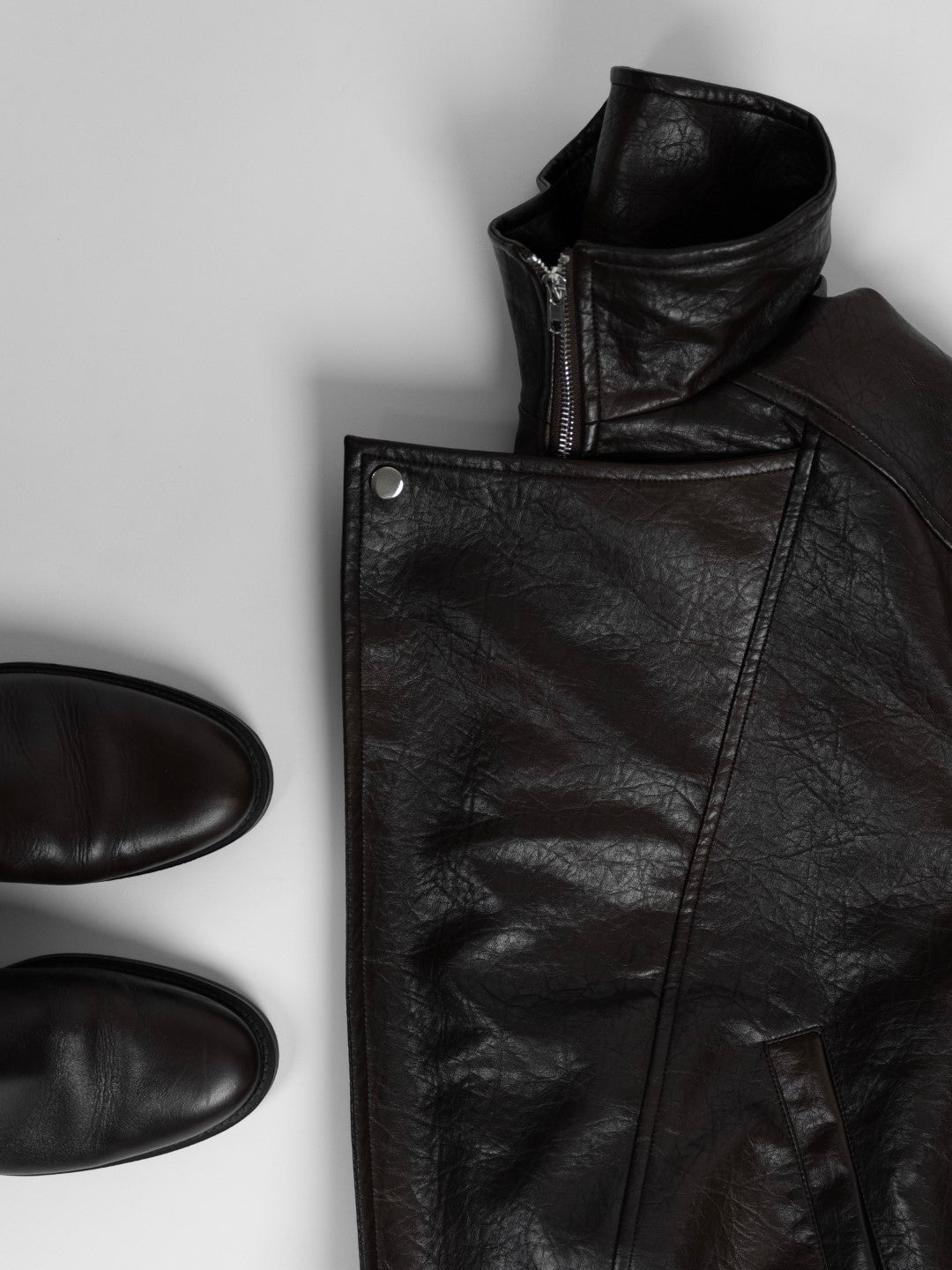 Dark Brown Faux Leather Jacket