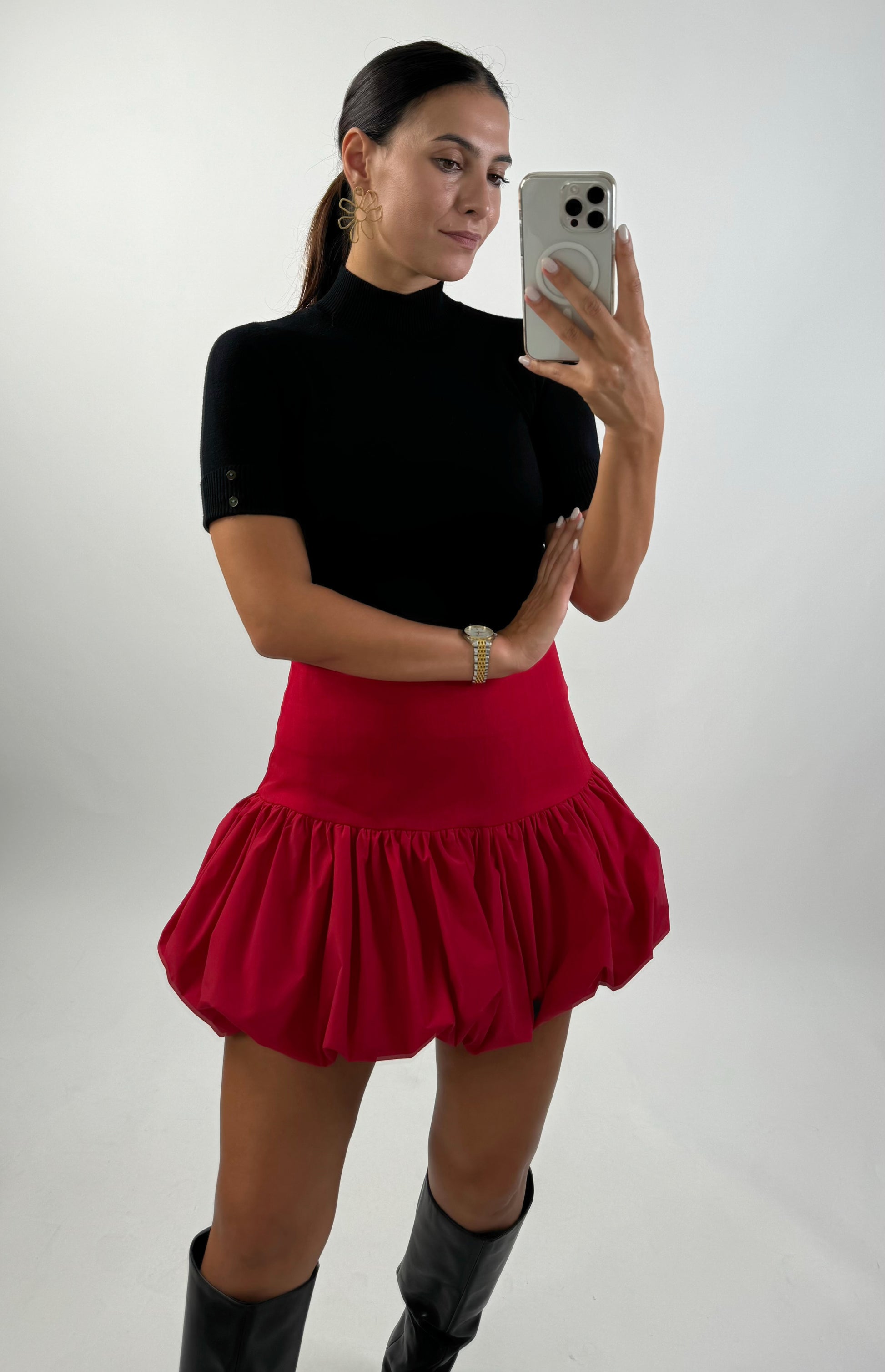 SAIA BALONE TIPO LINHO VERMELHA VISTA DE FRENTE 2