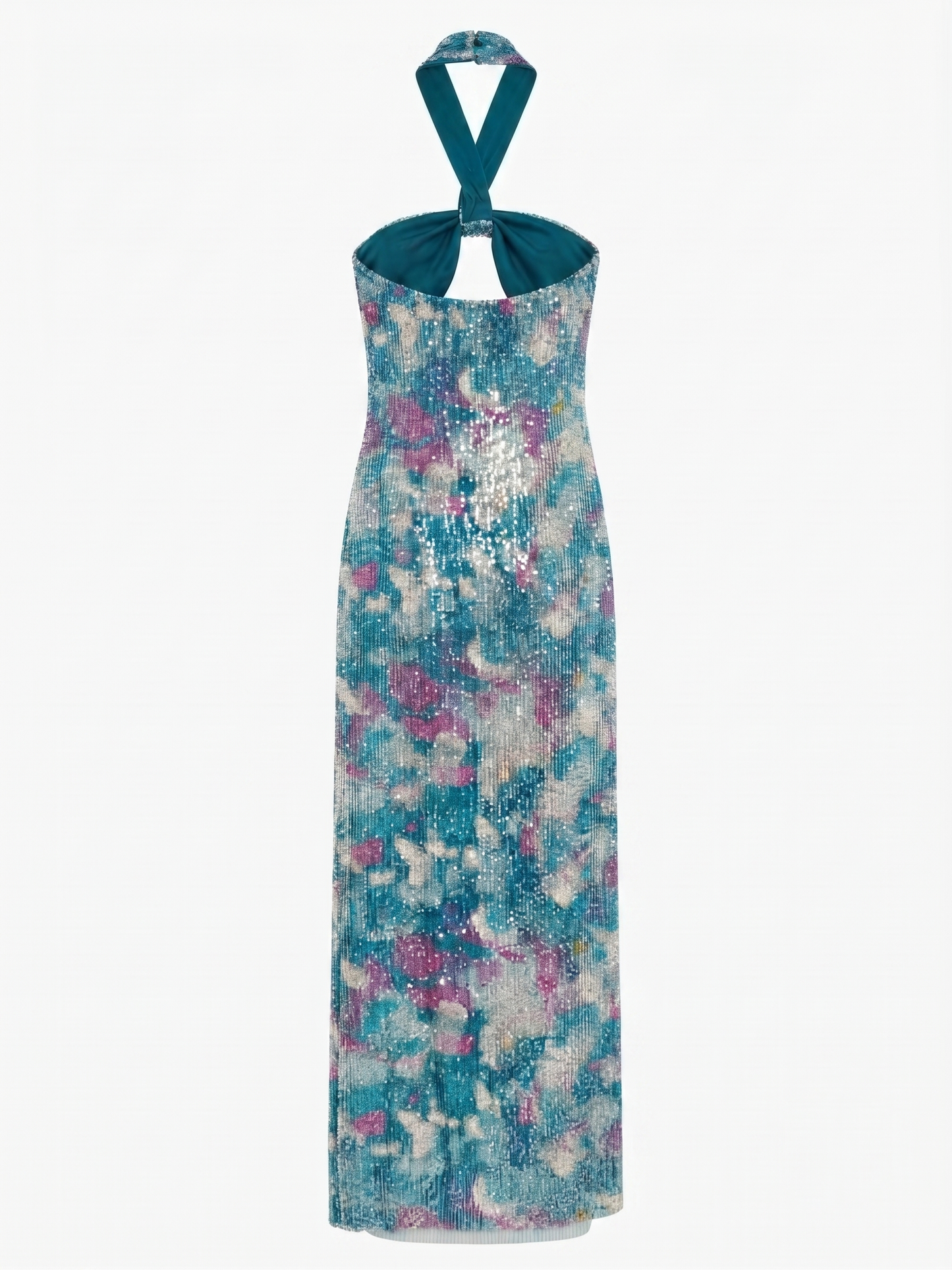 Blaues Pailletten-Midikleid