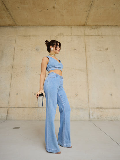 Vest Denim Set Push Up Claro