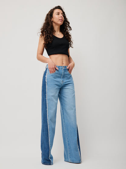 Jeans Wide Leg Detalhe Lateral