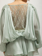 Vestido Oversize Detalhe Renda Verde Pastel