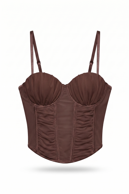 TOP CORSETRY ESTILO ESPARTILHO - CASTANHO