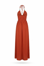 Vestido Decote Recortado Terracota