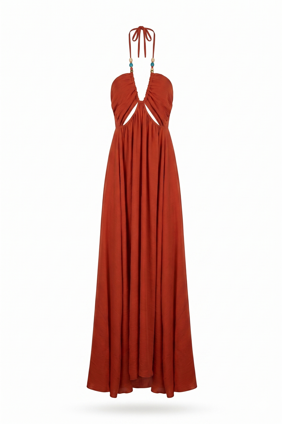 Vestido Decote Recortado Terracota