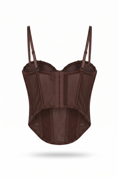 TOP CORSETRY ESTILO ESPARTILHO - CASTANHO