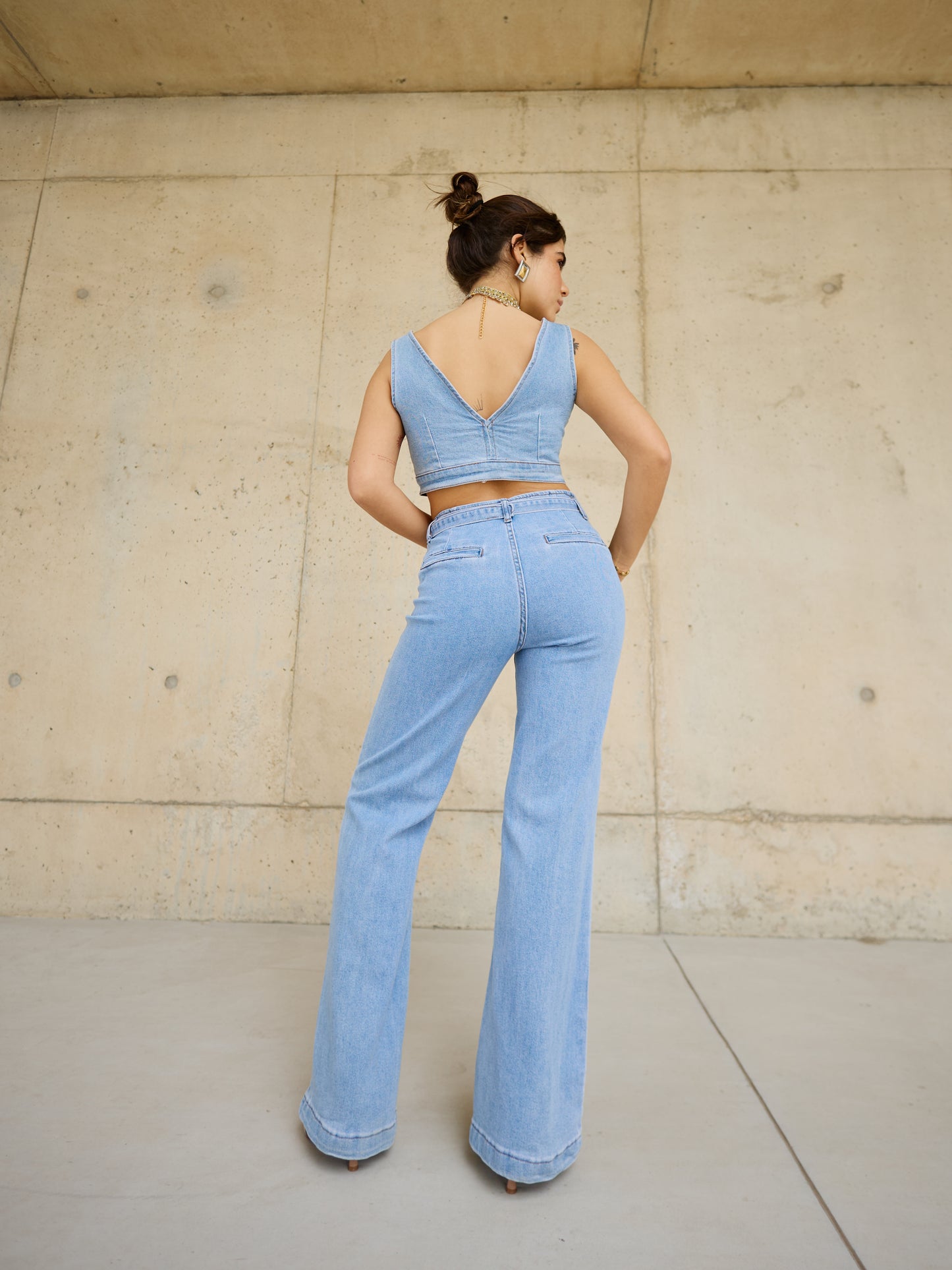 Vest Denim Set Push Up Claro