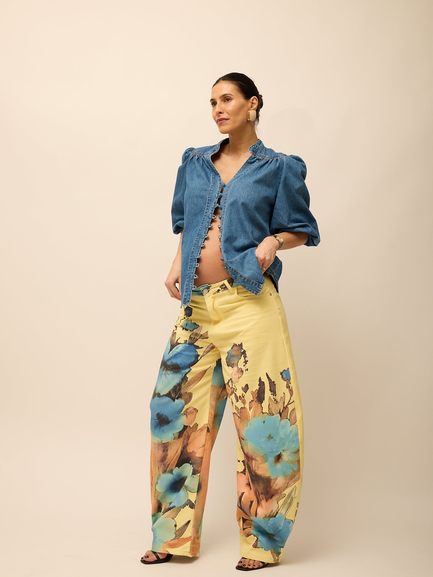 Calças Balloon Amarelas Flores