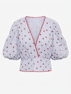 Blusa Manga Balão Morangos
