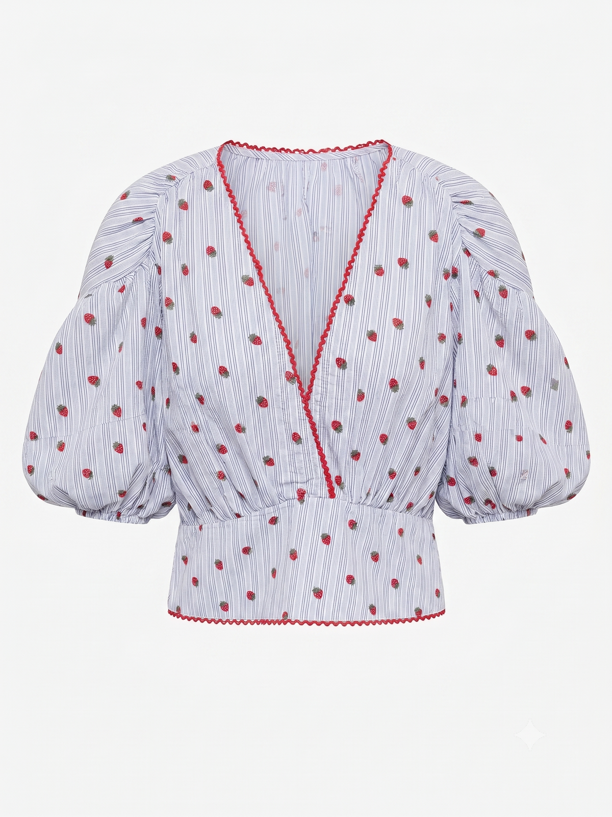 Blusa Manga Balão Morangos