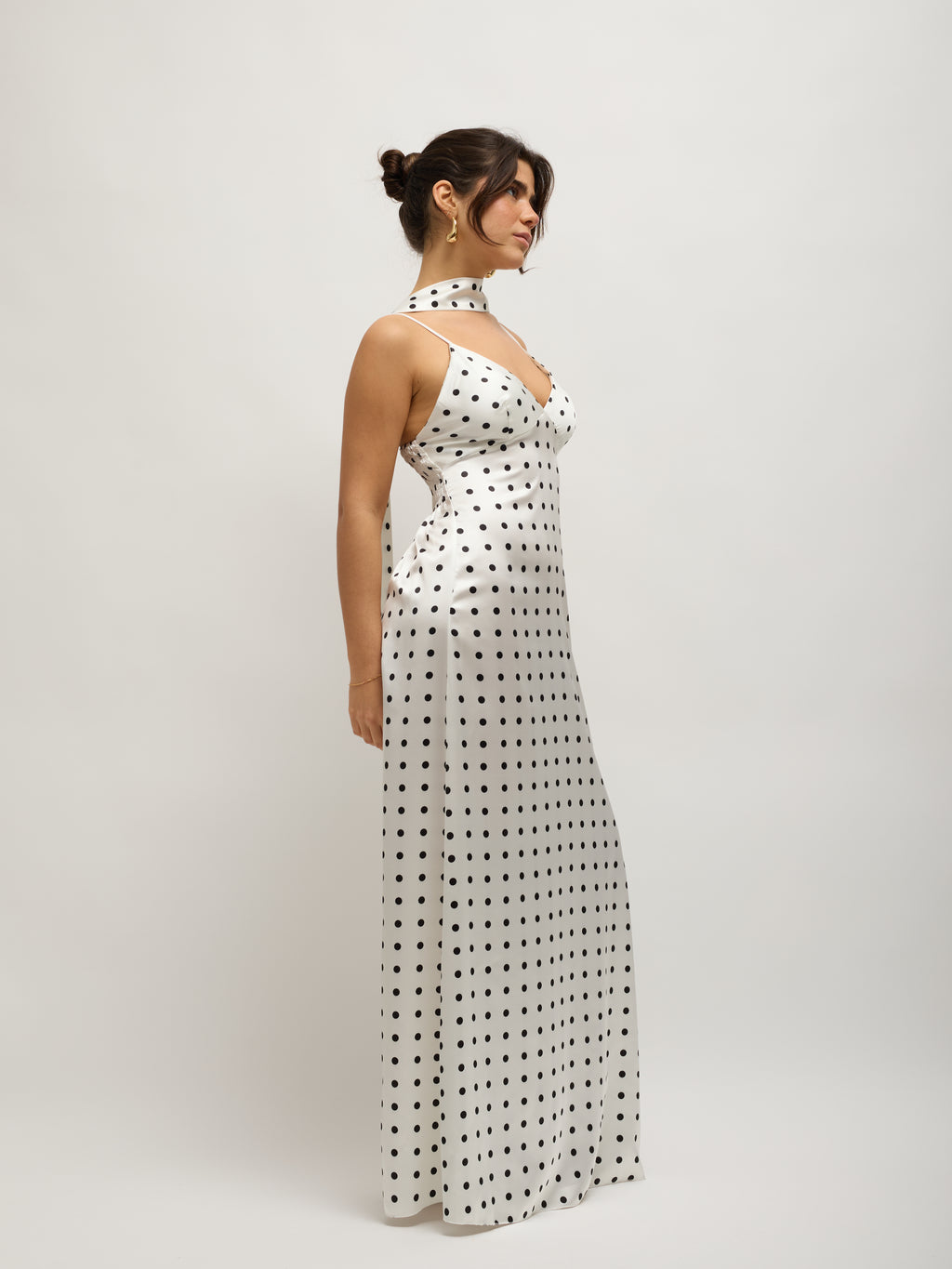 Satinkleid mit Polka-Dot-Muster
