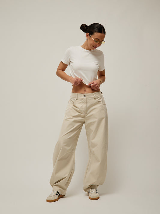 Calças Balloon Creme