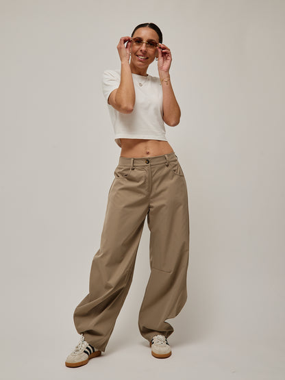 Calças Balloon Taupe