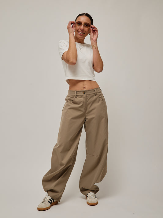 Calças Balloon Taupe