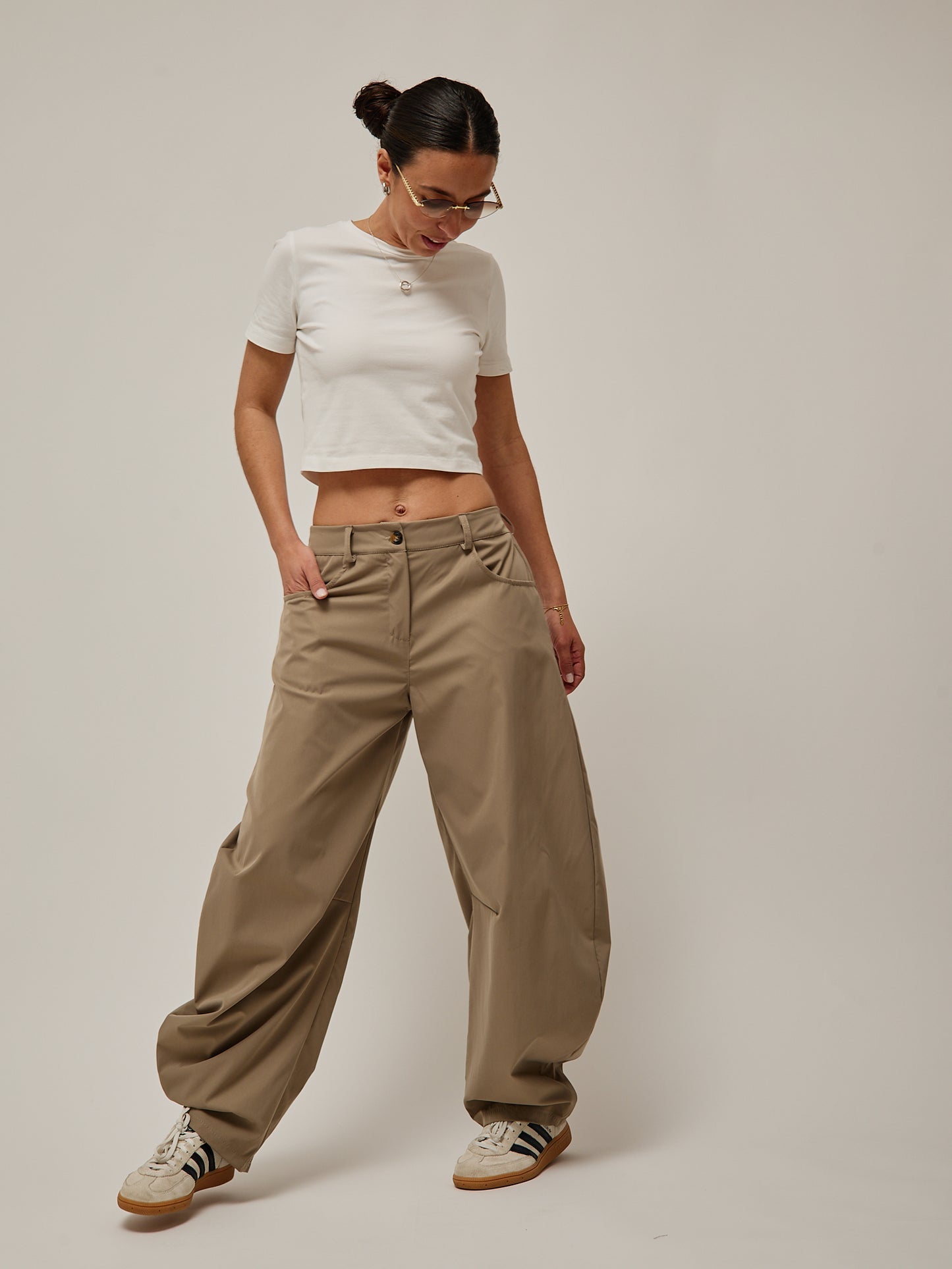 Calças Balloon Taupe