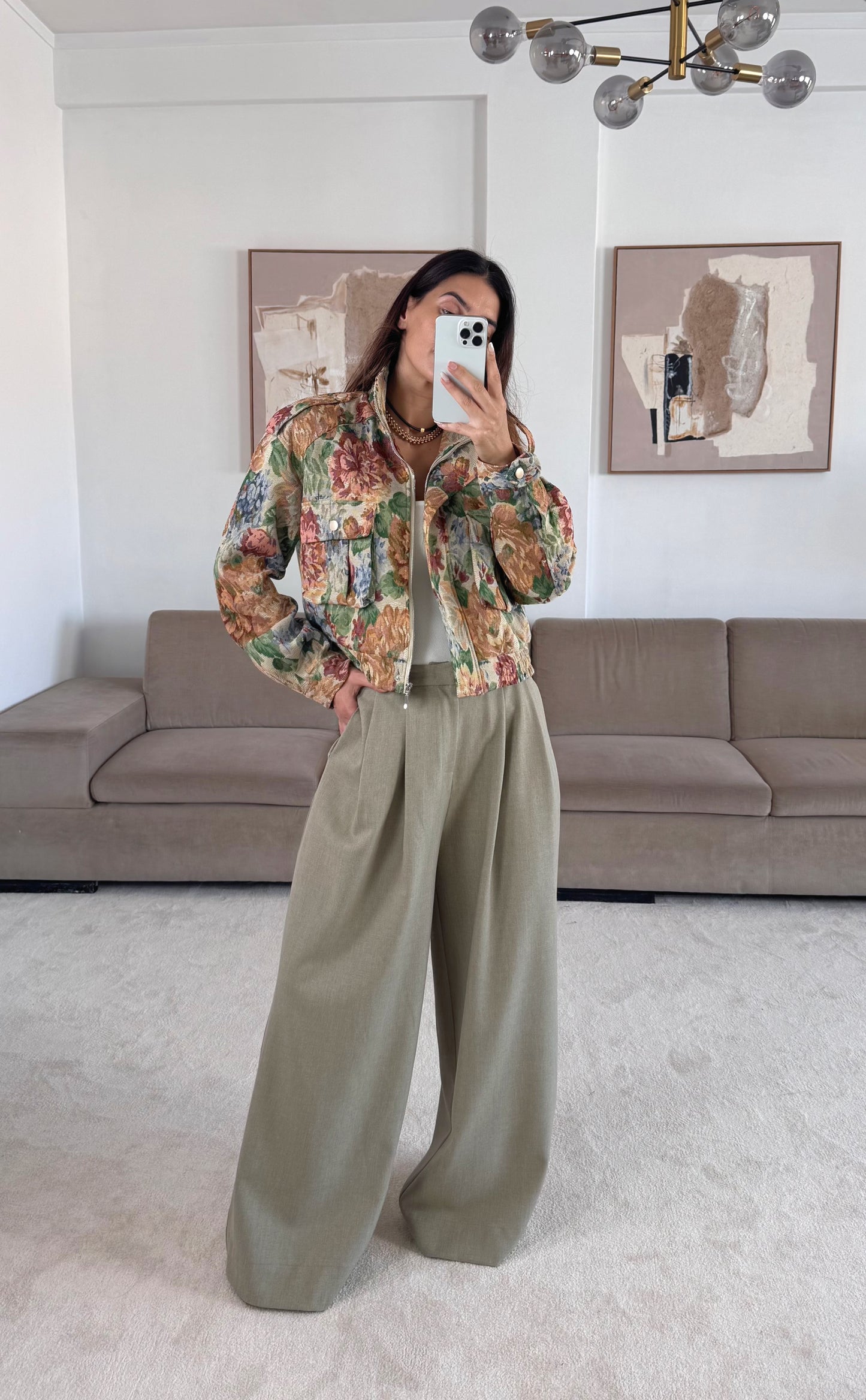 Taupe Pantaloon Style Trousers