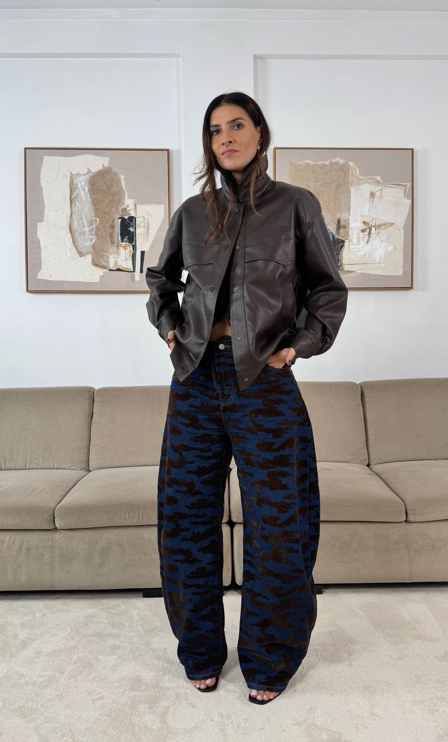 Brązowa kurtka ze sztucznej skóry