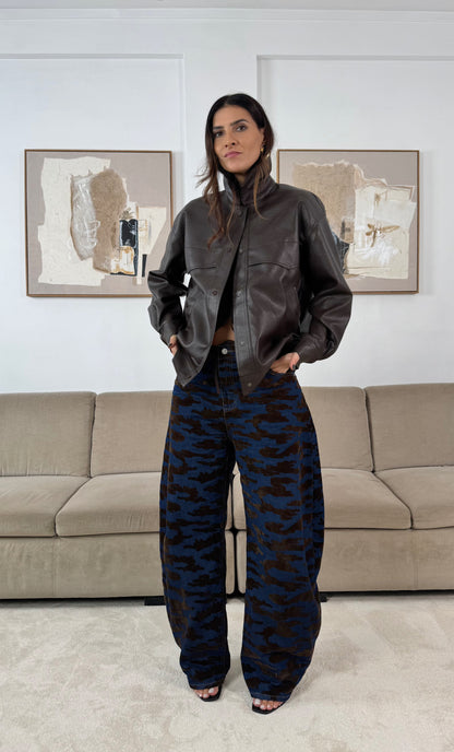 Brązowa kurtka ze sztucznej skóry