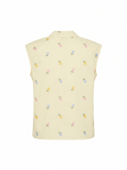 Camisa Yellow Butter Flores Costuradas