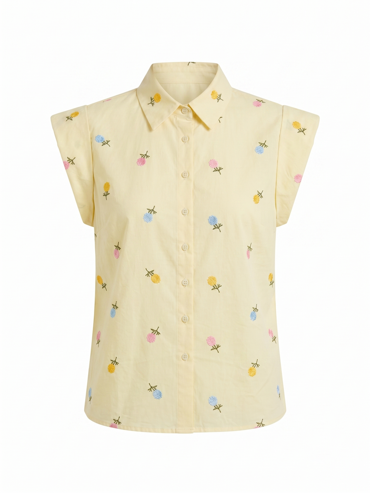 Camisa Yellow Butter Flores Costuradas