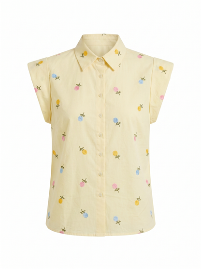 Camisa Yellow Butter Flores Costuradas