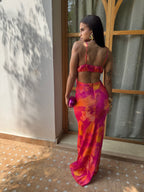 Vestido Acetinado Blotchy Rosa
