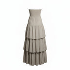 Vestido Folhos Cinza