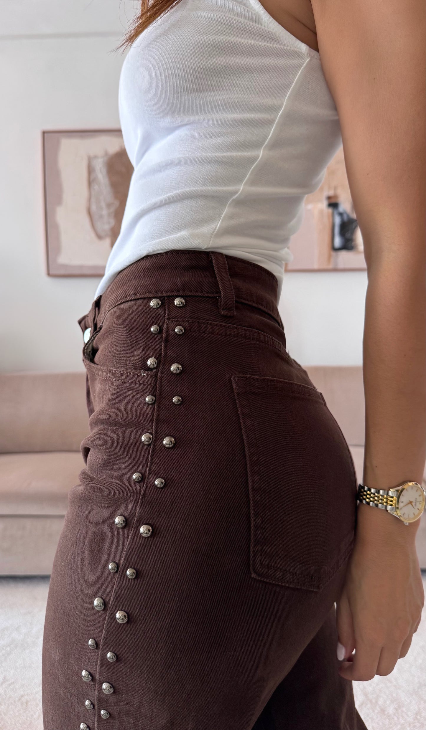 Brown Studded Trousers