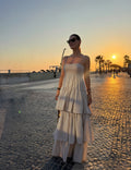 Vestido Folhos Cinza