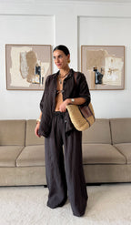 Conjunto Camisa Linho Castanho
