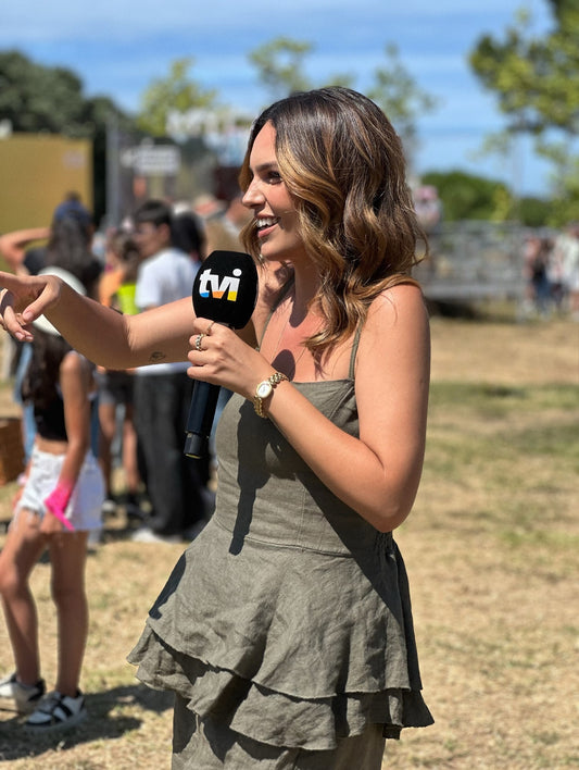 Military Green Linen Ruffled Top Set