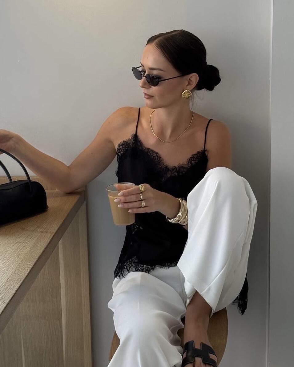 Top Estilo Lingerie Renda Preto