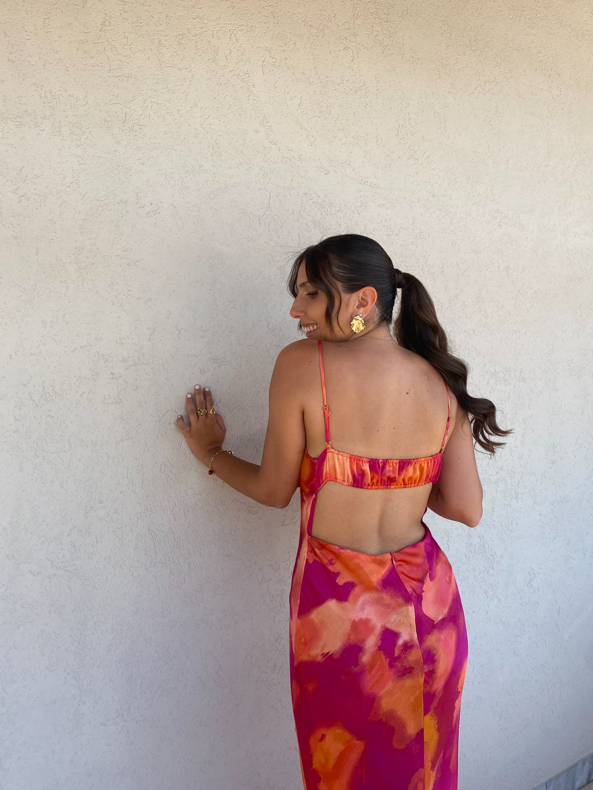 Vestido Acetinado Blotchy Rosa