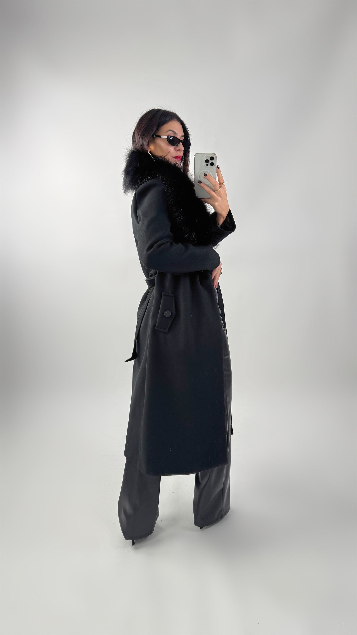 Sobretudo Midi c/pêlo removível Preto